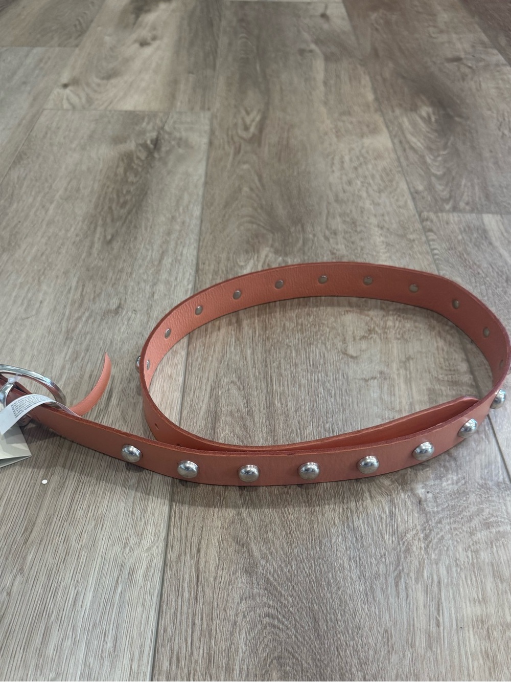 Free People Studded Peach Pastel Orange Leather Belt